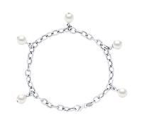 Pearls & Colors - Charm-Armband mit echten runden Süßwasser-Zuchtperlen 7-8 mm - Qualität AAA+ - 925 Sterling Silber - Schmuck für Frauen, Metall Silber Metall Silberfarben Perle, Perle
