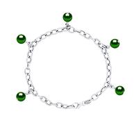 Pearls & Colors - Charm-Armband mit echten runden Süßwasser-Zuchtperlen 7-8 mm - Qualität AAA+ - 925 Sterling Silber - Schmuck für Frauen, Metall Silber Metall Silberfarben Perle, Perle