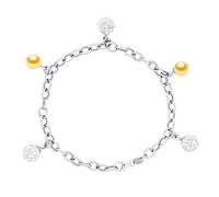 Pearls & Colors - Charme-Armband aus Preciosa-Kristallen - echte Süßwasser-Zuchtperlen - Qualität AAA+ - Silber 925 - Schmuck für Frauen, Metall Silber Metall Silberfarben Perle, Perle