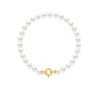 PEARLS & COLORS - Echte runde Süßwasserzuchtperlen Armband - Naturweiß - AAA+ Qualität - Gelbgold - Damenschmuck