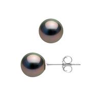 PEARLS & COLORS - Prestige Ohrringe - Echte runde Tahiti-Zuchtperlen 8.5-9 mm - A+ Qualität - Erhältlich in Gelb- und Weißgold - Schmuck für Frauen