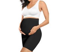 Peauty Baby Bump Premium-Schwangerschafts-Shapewear, hohe Taille, mittlere Oberschenkel, Schwangerschaftsunterwäsche, verhindert Chaffing, weiche Bauchstütze, Schwarz, XXL