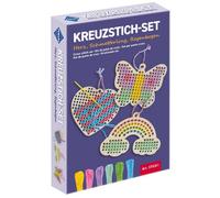 PEBARO STICK1 - Kreuzstich-Set: Herz, Schmetterling, Regenbogen mit Garn und Nadel