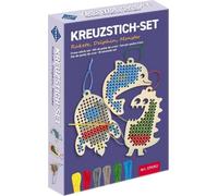 PEBARO STICK2 - Kreuzstich-Set: Rakete, Delfin, Monster mit Garn und Nadel