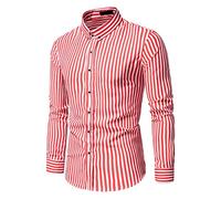 PECHEMO Herren klassisches gestreiftes Hemd vertikale Streifen Herbst Langarm formelles blaues Business Hemd Outdoor Freizeit-Reisen Dating Urlaub gestreiftes Button-Down-Mode-Hemd Regular Fit Tops