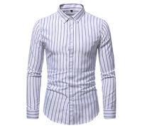 PECHEMO Klassisches Herrenhemd Vertikale Streifen Herbst Langarm dünn blau Businesshemd Top Übergroßes Herrenhemd Langarm Baumwolle Formelle Streifen Regular Fit Hemden Alltag Freizeit Arbeitshemden