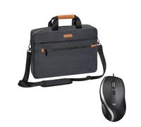 PEDEA 15,6 Zoll Notebooktasche + Logitech M500s kabelgebunden für Notebooks bis 39,6cm, grau
