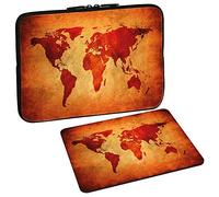 PEDEA Design Schutzhülle Notebook Tasche bis 13,3 Zoll (33,7cm) mit Design Mauspad, Brown Global Map