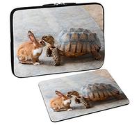 PEDEA Design Schutzhülle Notebook Tasche bis 13,3 Zoll (33,7cm) mit Design Mauspad, Rabbit and Turtle