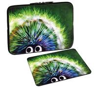 PEDEA Design Schutzhülle Notebook Tasche bis 15,6 Zoll (39,6cm) mit Design Mauspad, Green Hedgehog