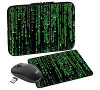 PEDEA Design Schutzhülle Notebook Tasche bis 15,6 Zoll (39,6cm) mit Mauspad und schnurloser Maus, Matrix