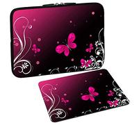 PEDEA Design Schutzhülle Notebook Tasche bis 17,3 Zoll (43,9cm) mit Design Mauspad, Butterfly