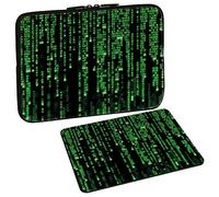 PEDEA Design Schutzhülle Notebook Tasche bis 17,3 Zoll (43,9cm) mit Design Mauspad, Matrix