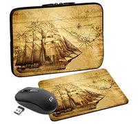 PEDEA Design Tablet PC Tasche 10,1 Zoll (25,6cm) mit Mauspad und schnurloser Maus, Sailing Ship