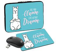 PEDEA Design Tablet PC Tasche 10,1 Zoll (25,6cm) mit Mauspad und schnurloser Maus, Yoga Lama