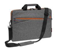 PEDEA Laptoptasche »FASHION« (17,3 Zoll (43,9 cm), stylische Umhängetasche mit einer dicken Polsterung und einem fleeceartigen Innenfutter, grau/orange