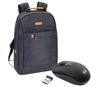 PEDEA Laptop Rucksack "Elegance" Notebook-Rucksack bis 17,3 Zoll (43,9 cm) mit Tablet-PC Fach bis 10,1 Zoll (25,9 cm) inkl. Schnurloser Maus, Grau