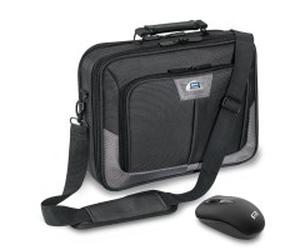 PEDEA Laptoptasche 17,3 Zoll (43,9 cm) PREMIUM Notebook Umhängetasche Set mit Maus, grau