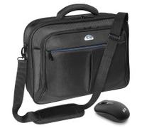 PEDEA Laptoptasche "Premium" Umhängetasche Notebook-Tasche 17,3 Zoll (43,9cm) inkl. Schnurloser Maus, schwarz