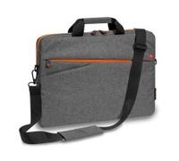 PEDEA Laptoptasche »FASHION« (17,3 Zoll (43,9 cm), stylische Umhängetasche mit einer dicken Polsterung und einem fleeceartigen Innenfutter, grau/orange