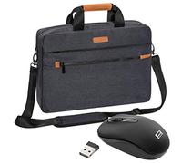 PEDEA Laptoptasche "Elegance Pro" Notebook-Tasche bis 15,6 Zoll (39,6 cm) Umhängetasche mit Schultergurt inkl. Schnurloser Maus, Grau