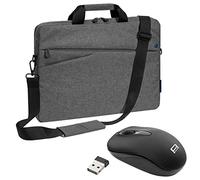 PEDEA Laptoptasche "Fashion" Notebook-Tasche bis 13,3 Zoll (33,8 cm) Umhängetasche mit Schultergurt inkl. Schnurloser Maus, Grau/Blau