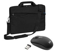 PEDEA Laptoptasche "Fashion" Notebook-Tasche bis 17,3 Zoll (43,9 cm) Umhängetasche mit Schultergurt inkl. Schnurloser Maus, Grau/Orange