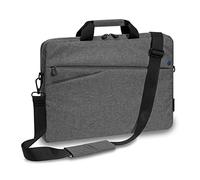 Pedea - Laptoptasche *Fashion* Notebook-Tasche bis 17,3 Zoll - Laptop Umhängetasche mit Schultergurt - Laptophülle grau/blau - Notebooktasche für Damen & Herren