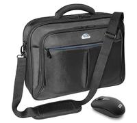 PEDEA Laptoptasche 15,6 Zoll (39,6 cm) PREMIUM Notebook Umhängetasche Set mit Maus, schwarz