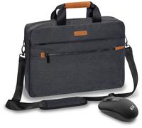 PEDEA Laptoptasche "Elegance Pro" Notebook-Tasche bis 17,3 Zoll (43,9 cm) Umhängetasche mit Schultergurt inkl. Schnurloser Maus, Grau