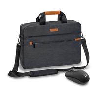 PEDEA Laptoptasche Elegance Pro bis 17,3 Zoll (43,9 cm) mit Schultergurt inkl. schnurloser Maus Grau