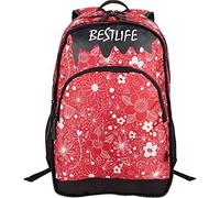PEDEA Unisex Rucksack „BESTLIFE JUST“ Schultasche Freizeittasche mit Laptopfach bis 15,6 Zoll (39,6cm), rot/weiß