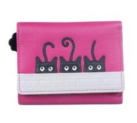 Peek-a-Boo Black Cats Kleine Tri-Fold Geldbörse von Mala - Echtes Leder Geldbörse mit RFID-Schutz, Kartenfächer & Geschenk-Staubbeutel - 11 × 9 × 2,5 cm, rose, S, Modern