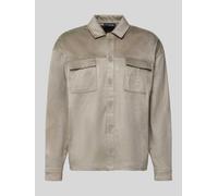 Pegador Relaxed Fit Hemdjacke mit Brusttaschen und Label-Stitching in Hellgrau, Größe L