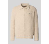 Pegador Strickjacke mit Umlegekragen und Label-Stitching in Ecru, Größe M