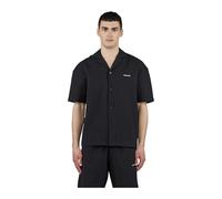 Kurzarmhemd PEGADOR "TROY PLISSEE SUMMER SHIRT", Herren, Gr. XXL, N-Gr, schwarz, Web, Obermaterial: 93% Polyester, 7% Elasthan, unifarben, regular fit normal, V-Ausschnitt, gerader Abschluss, Hemden,