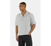 Kurzarmhemd PEGADOR "TROY PLISSEE SUMMER SHIRT", Herren, Gr. M, N-Gr, fog grau, Web, Obermaterial: 93% Polyester, 7% Elasthan, unifarben, regular fit normal, V-Ausschnitt, gerader Abschluss, Hemden Ku