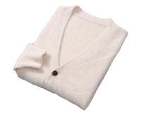 Pegsmio Herren Kaschmir-Cardigan Sweater Casual Simple Knit Cardigan Langarm Jacke, beige, L