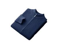Pegsmio Herren-Strickjacke mit Reißverschluss, Wolle, Kaschmir-Pullover, Herbst, Winter, dick, lässig, Merinowolle, Strickwaren, marineblau, S