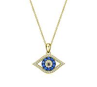 PEIMKO Sterling Silber Evil Eye Anhänger Halskette Blau Zirkonia Anhänger Halskette für Frauen Mädchen 18 Zoll, Weiß/Gelbgold/Rose Gold plattiert Verfügbar（Gelbgold）