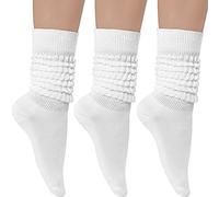 PEJPYMC Damen Slouch Cotton Knit Socken Kniehohe Scrunch Socke 3 Paar Größe 6-11 (H,One Size)