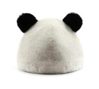 Pelzige Beanie Pelz Bär Ohr Frauen Nette Outdoor Warme Hut Plüsch Slouchy Beanies, panda, M-L