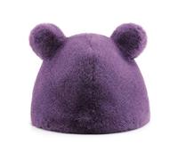 Pelzige Beanie Pelz Bär Ohr Frauen Nette Outdoor Warme Hut Plüsch Slouchy Beanies, Violett, M-L
