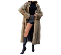 Pelzmantel Damen Elegant Revers Kunstpelzmantel Casual Outdoor Jacke Kunstfell Übergangsjacke Langarm Winterparka Mantel Warme Flauschige Plüschjacke Plüschjacke Winterjacke Fellmantel Felljacke