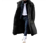 Pelzmantel Herren Lang Fellmantel Kunstfell Plüsch Winterjacke Warm Mantel Pelzjacke Langarm Revers Faux Pelz Jacke Lose Cardigan Felljacke Herrenmantel einreihig Cardigan Trenchcoat Windbreaker