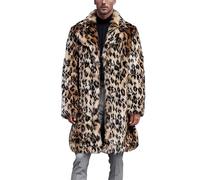 Pelzmantel Herren Lang Fellmantel Winterjacke Kunstfell Plüsch Pelzjacke Warm Mantel Revers Faux Pelz Jacke Lose Cardigan Felljacke Langarm Wintermantel