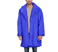Pelzmantel Herren Lang Fleecejacke Fellmantel Kunstfell Plüsch Winterjacke Lang Warm Mantel Pelzjacke Langarm Revers Faux Pelz Jacke Lose Cardigan Felljacke Wintermantel