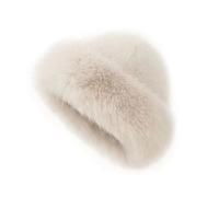 Pelzmütze Damen mit Kunstfuchs, Flauschiger Weicher Fellmütze Damen, Warme Russische Mütze mit Kunstpelzbesatz, Kunstfell Faux Fuchs Pelz Mütze für Skifahren, Reisen, Camping & Outdoor (Beige)