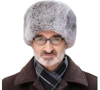 Pelzmütze Winter Wintermütze Manner Herren Fellmütze Verdickt Kunstfell Herrenhut Winddicht Flauschig Warm Hut Jägersmann Hunting Hat Flauschig Kuschelig (DE/NL/SE/PL, Numerisch, 58, Grau)