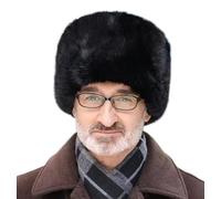Pelzmütze Winter Wintermütze Manner Herren Fellmütze Verdickt Kunstfell Herrenhut Winddicht Flauschig Warm Hut Jägersmann Hunting Hat Flauschig Kuschelig Ohrenschutz 58cm